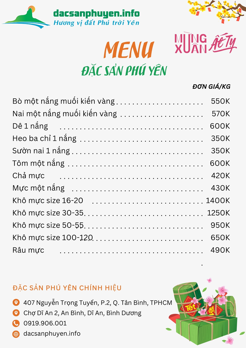 Đặc sản Phú Yên tết 2025