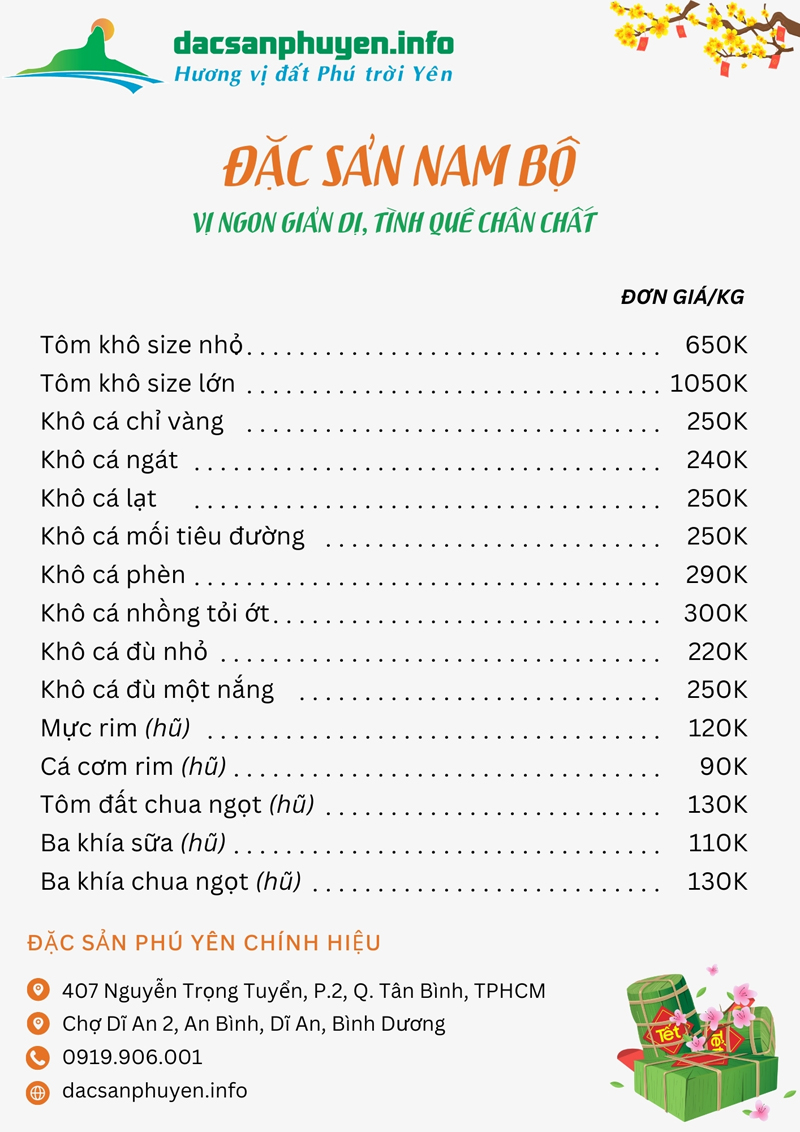 Đặc sản Phú Yên tết 2025